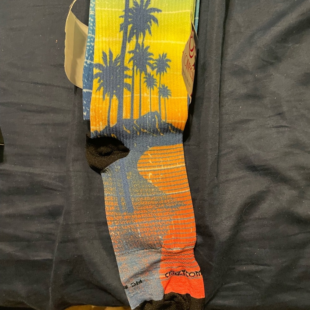 Vibrant Yellow and Orange Sunset Crew Socks